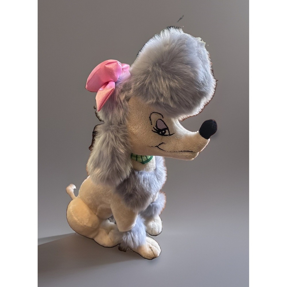 Disney Georgette Poodle Plush Oliver & Company Puffy Bow 1988 Plush RARE ~14" Hi